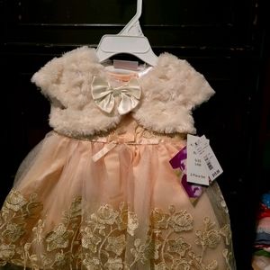 Little Girl 2 PC Champaign Color Dress